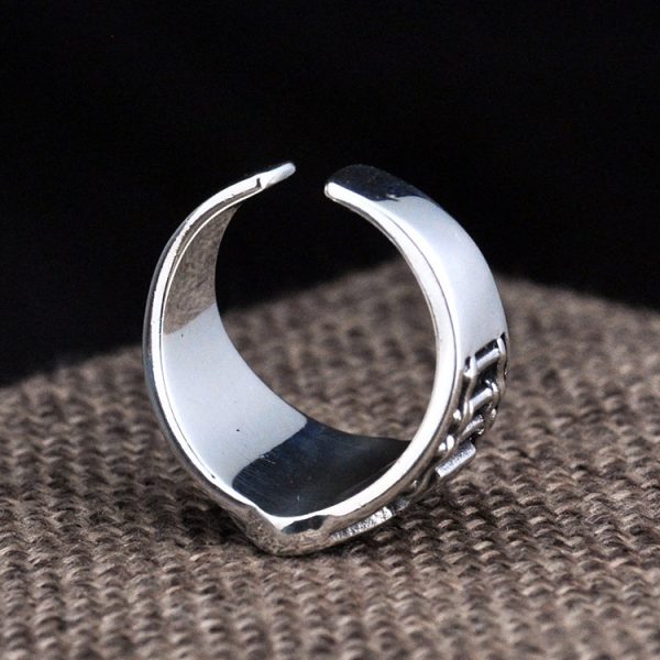 Mens Harley Ring Sterling Silver Biker Ring Bottom View
