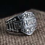 Anillo Harley para hombre, anillo de motociclista de plata esterlina