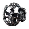 Snake Skull Ring Adjustable Silver Band