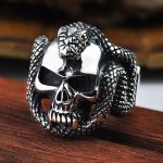 Anillos de plata ajustables Snake Skull