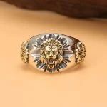 Bague lion en argent sterling avec motif animal