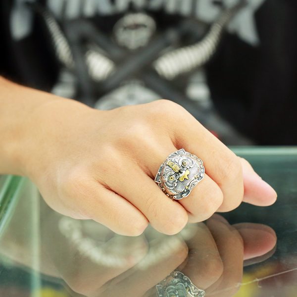 Mens Sterling Silver Ring Of Taotie Ring Brave Troops wear View