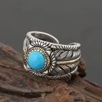 Anillo Pluma Turquesa Plata de Ley