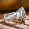 Retro Virgin Mary sterling silver ring for men, side detail view