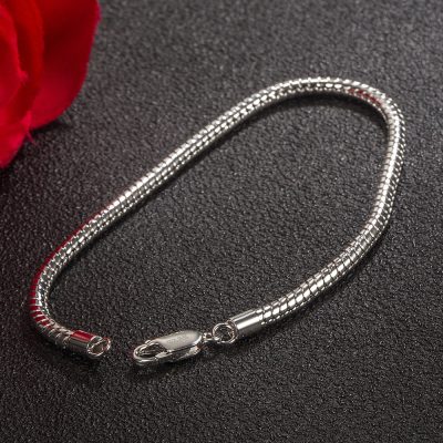 Round snake chain 925 sterling silver bracelets for women or Men