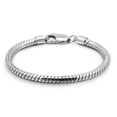 3mm Sterling Silver Round Snake Chain Bracelet for Women or Men