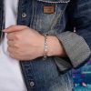 925 Sterling Silver Cuban Fashion Bracelet Wear View