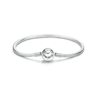 925 Sterling Silver Snake Chain Bracelet With Forever Love Front