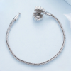 925 Sterling Silver Snake Chain Bracelet With Four-Leaf Clover Back View Image,