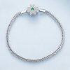 Womens Sterling Silver Bracelet with Snake Chain and Four-Leaf Clover pendant, Front View Image