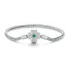 Women sterling Silver Snake Chain Bracelet With Four-Leaf Clover, Genuine 925 Sterling Silver