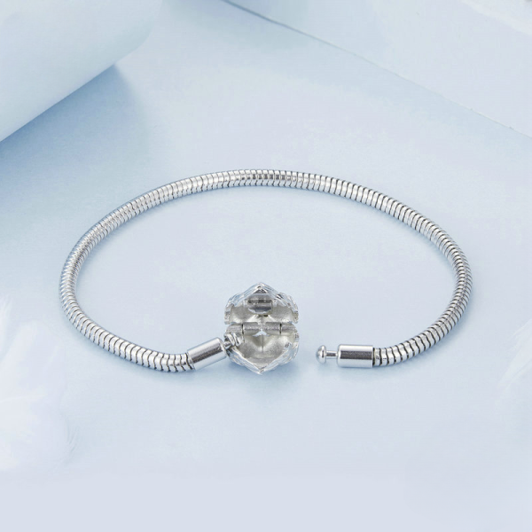 Sterling Silver Snake Chain Bracelet with Moonstone Heart, Genuine 925 Sterling Silver, moonstone heart in clasp