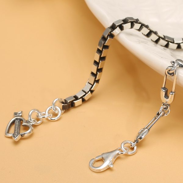 925 Sterling Thai Silver Boat Rudder Bracelet Heart And Arrow Bracelet - Image 3