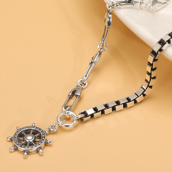 925 Sterling Thai Silver Boat Rudder Bracelet Heart And Arrow Bracelet - Image 4