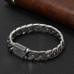 Cuban Link Bracelet in Vintage Thai Sterling Silver Carved For Men