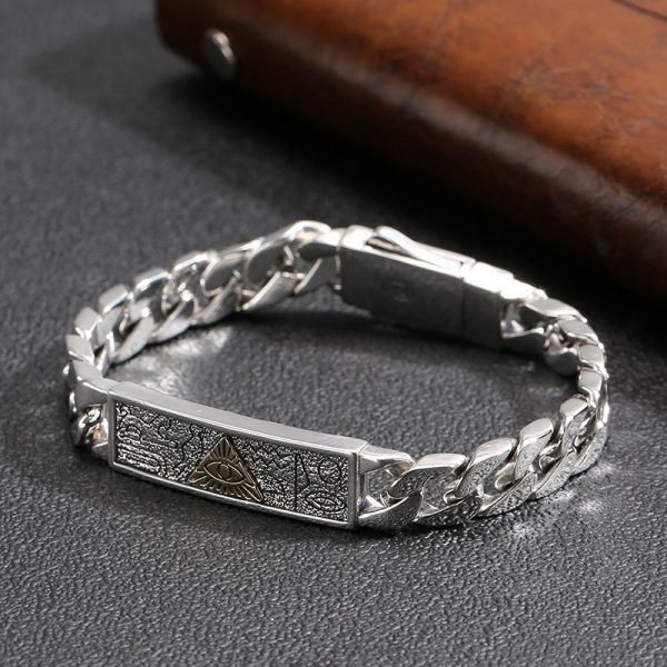 Solid Cuban Link Bracelet In Vintage Thai Silver - Image 2