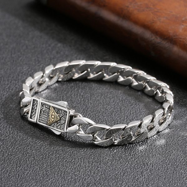 Solid Cuban Link Bracelet In Vintage Thai Silver - Image 3