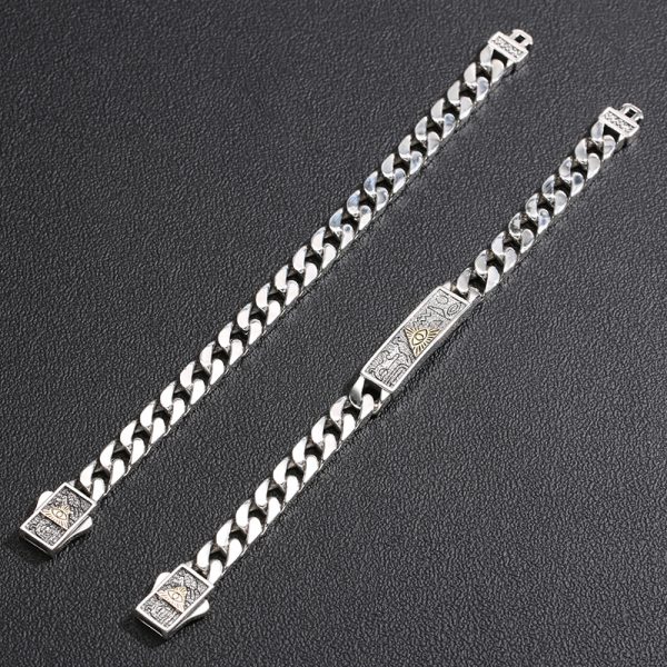 Solid Cuban Link Bracelet In Vintage Thai Silver - Image 4