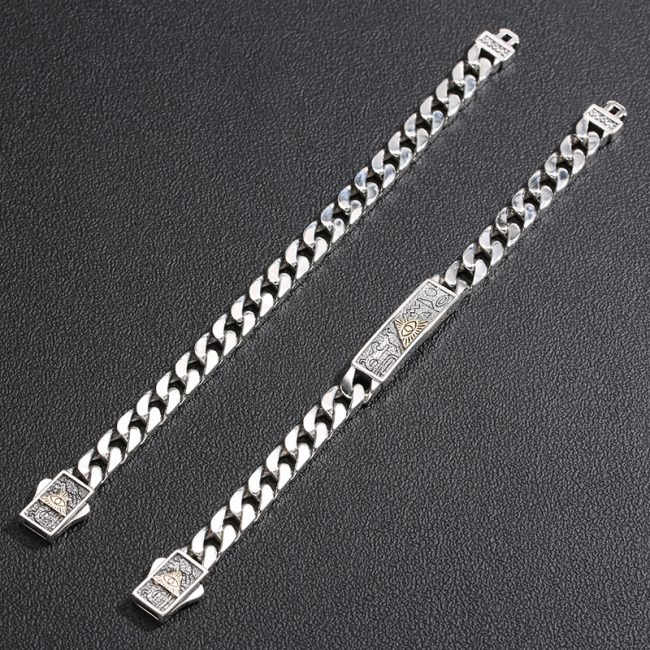 Solid Cuban Link Bracelet In Vintage Thai Silver - Image 4