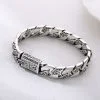 Cuban Link Bracelet in Vintage Thai Silver Carved Left View