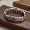 Cuban Link Bracelet in Vintage Thai Silver Carved Right View