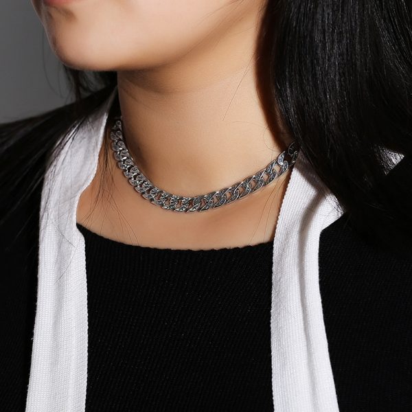 Sterling Silver Cuban link chain Necklace Clavicle Chain - Image 2