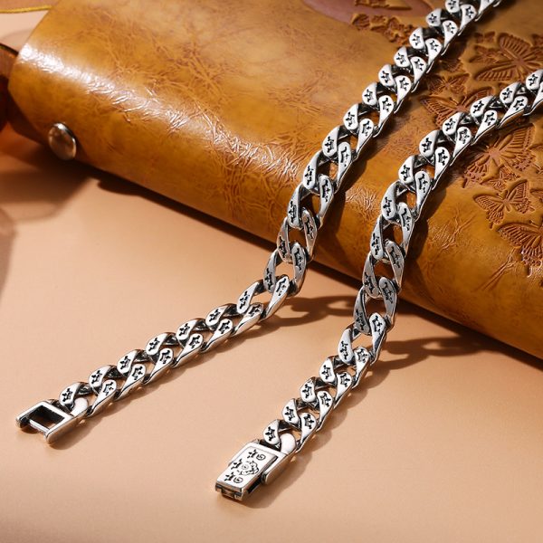 Sterling Silver Cuban link chain Necklace Clavicle Chain - Image 3