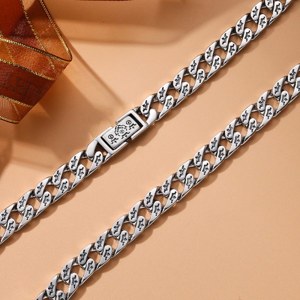 Sterling Silver Cuban link chain Necklace Clavicle Chain - Image 4