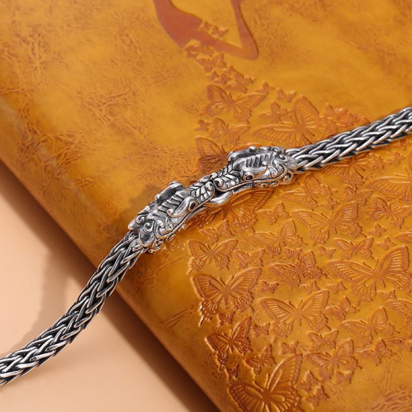 925 Sterling Thai Silver Bracelet With Dragon Woven Bracelet - Image 5