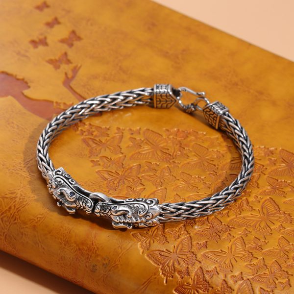 925 Sterling Thai Silver Bracelet With Dragon Woven Bracelet - Image 4
