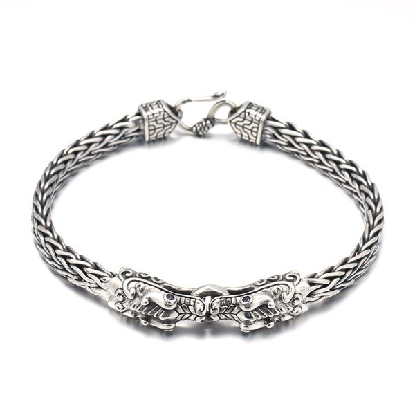 Dragon Bracelet Vintage Hand Woven Silver Bracelet