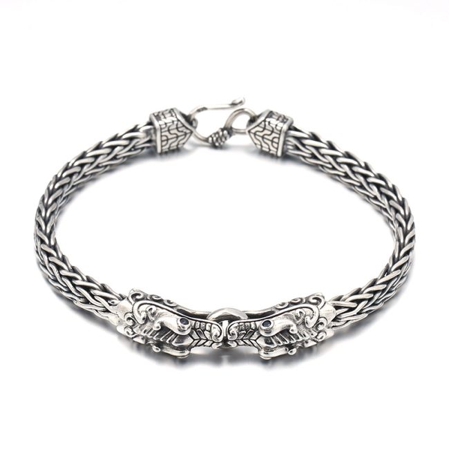 Dragon Bracelet Vintage Hand Woven Silver Bracelet