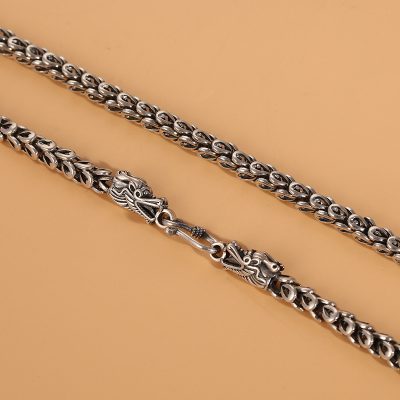 Dragon Scale Necklace Double Dragon Head Chain alternate view