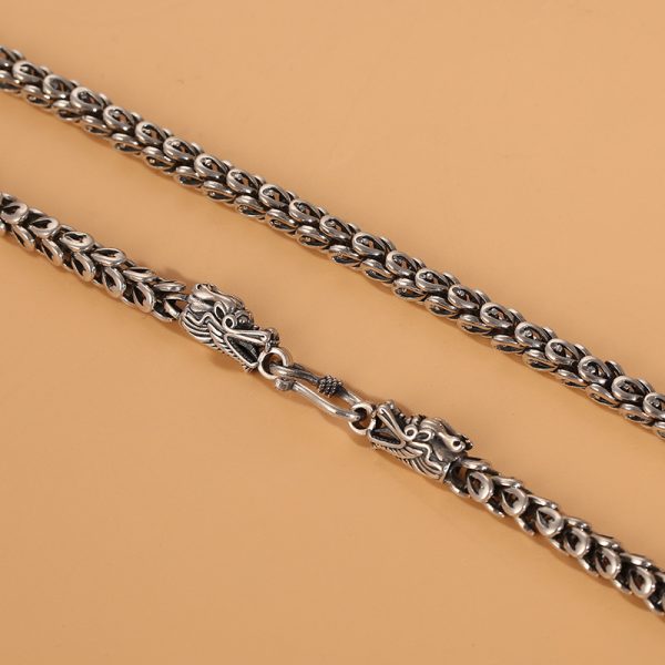 Dragon Scale Necklace Double Dragon Head Chain - Image 2