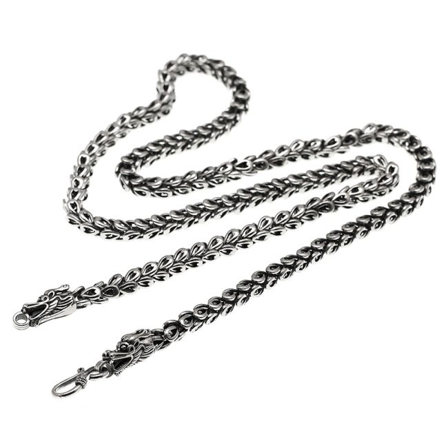Dragon Scale Necklace Double Dragon Head Chain