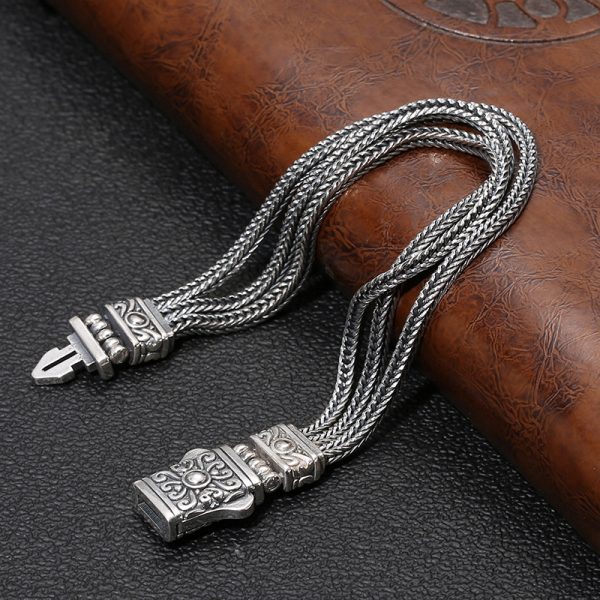 S925 Thai Silver Hand Foxtail Bracelet For Women or Men - Image 2