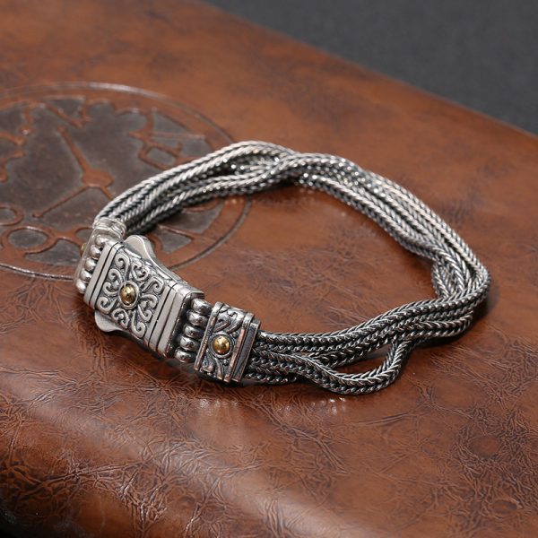 S925 Thai Silver Hand Foxtail Bracelet For Women or Men - Image 4