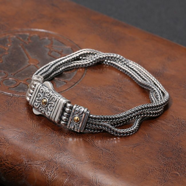 S925 Thai Silver Hand Foxtail Bracelet For Women or Men - Image 4