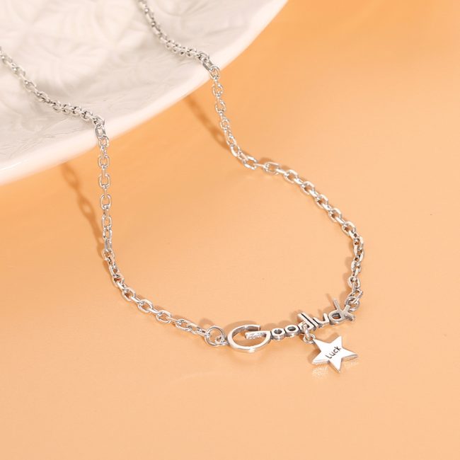 Good luck clavicle silver necklace for men