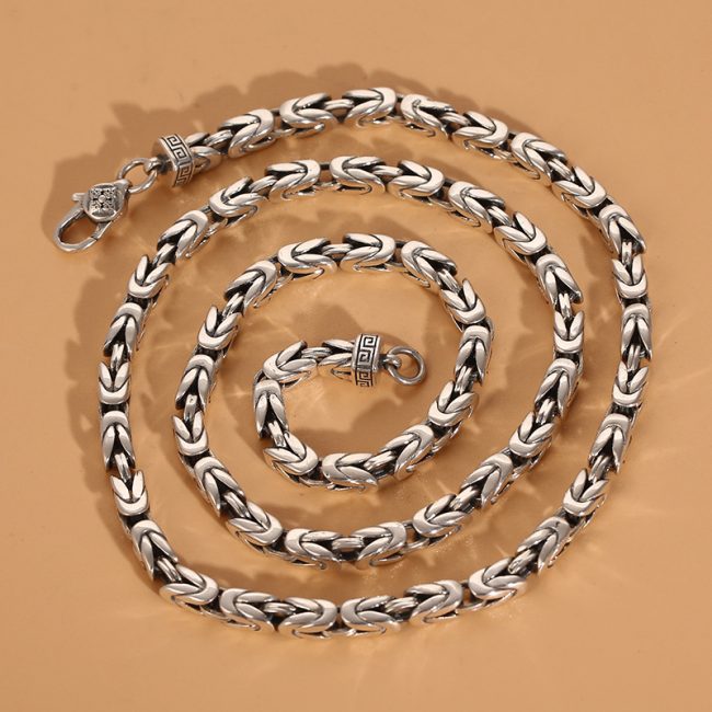 Handmade Thai Silver Necklace For Men