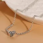 Círculo Cadena de Eslabones Collar Colgante Corazón Collar Clavícula Plata