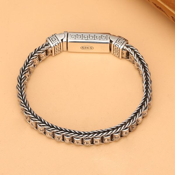 Lucky Charm Bracelet Vintage Buddhist silver bracelet for men
