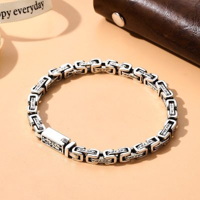 Mantra Bracelet Silver Vintage Buddhist silver bracelets for women