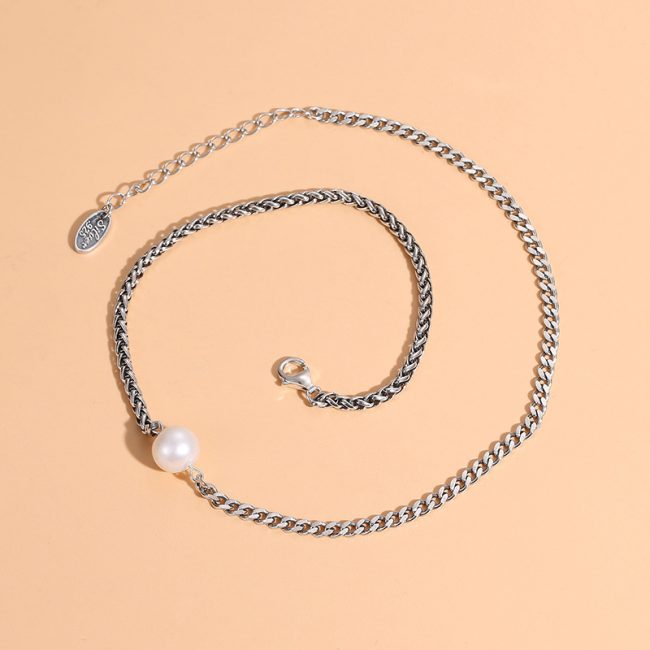 Pearl Pendant Necklace Silver Clavicle Necklace - Image 4