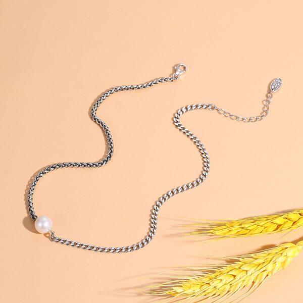 Pearl Pendant Necklace Silver Clavicle Necklace - Image 3