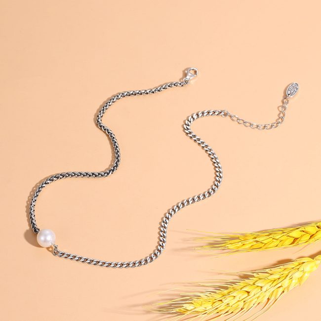 Pearl Pendant Necklace Silver Clavicle Necklace - Image 3