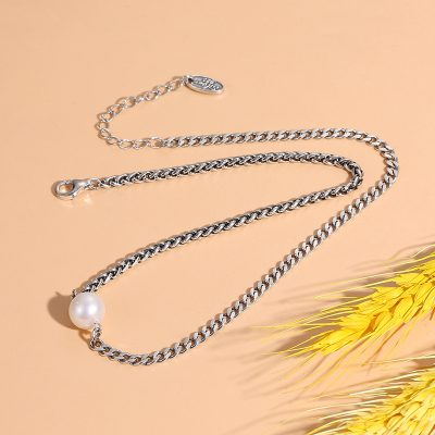 Pearl Pendant Necklace Silver Clavicle Necklace