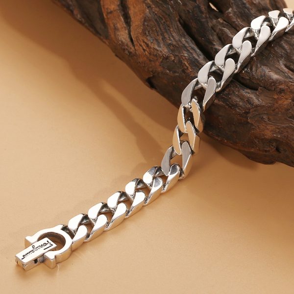 Polishing Silver Cuban link Bracelet CD Icon Punk Bracelet - Image 3