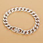 Polishing Silver Cuban Bracelet CD Icon Punk Silver Bracelet