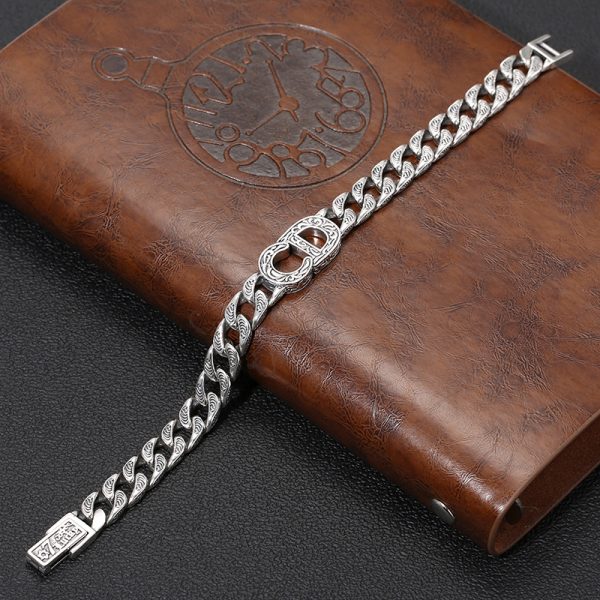 Thai Sterling Silver Rattan Cuban Bracelet CD Icon Bracelet - Image 4